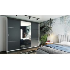 Skapis ar spoguli RETRO 3250, Balts/Grafīts